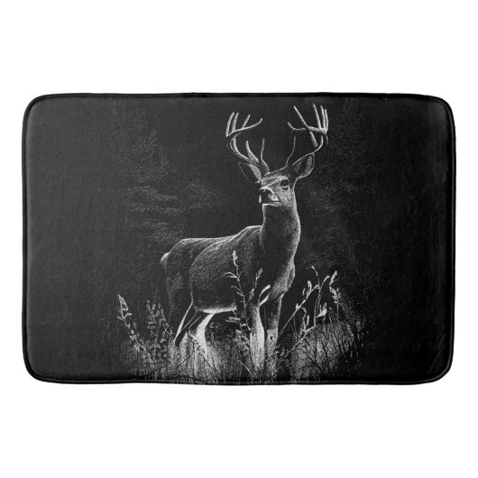 Deer met geweien per veld en boom badmat (Voorkant)