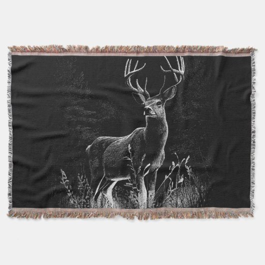 Deer met geweien per veld en boom deken (Voorkant)