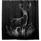 Deer met geweien per veld en boom douchegordijn (Voorkant)