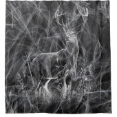 Deer met geweien per veld en boom douchegordijn (Voorkant)