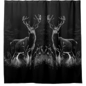 Deer met geweien per veld en boom douchegordijn (Voorkant)