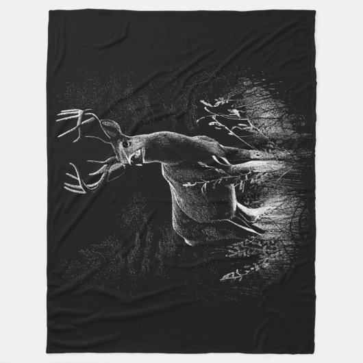 Deer met geweien per veld en boom fleece deken (Voorkant)