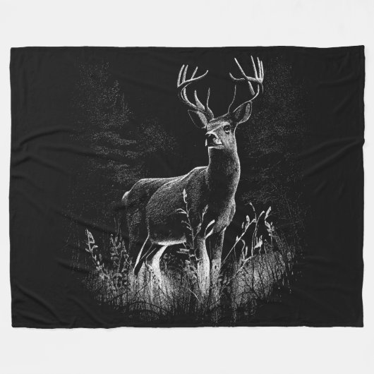 Deer met geweien per veld en boom fleece deken (Voorkant (Horizontaal))