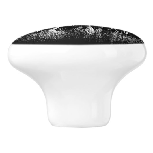 Deer met geweien per veld en boom keramische knop (Zijkant)