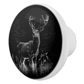 Deer met geweien per veld en boom keramische knop (Rechts)