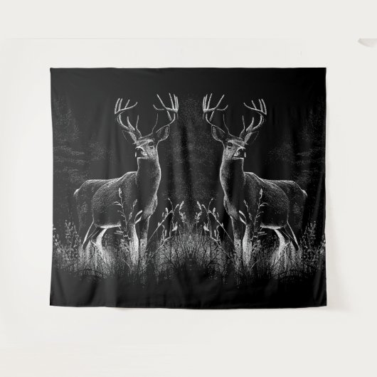 Deer met geweien per veld en boom wandkleed (Voorkant (horizontaal))