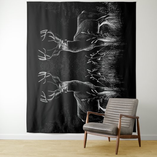 Deer met geweien per veld en boom wandkleed (In situ)