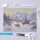 Deer met kudde in de winter, ontkoppeling tissuepapier (Craft)