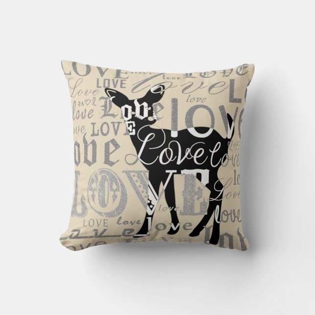  deer met Love Letters Pillow Kussen (Voorkant)