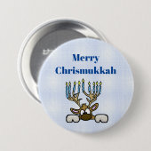 Deer met Menorah Antlers Chrismukkah Button (Voorkant /achterkant)