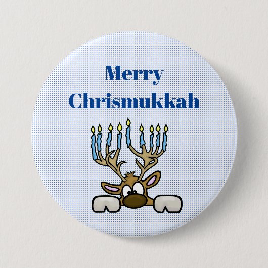 Deer met Menorah Antlers Chrismukkah Button (Voorkant)