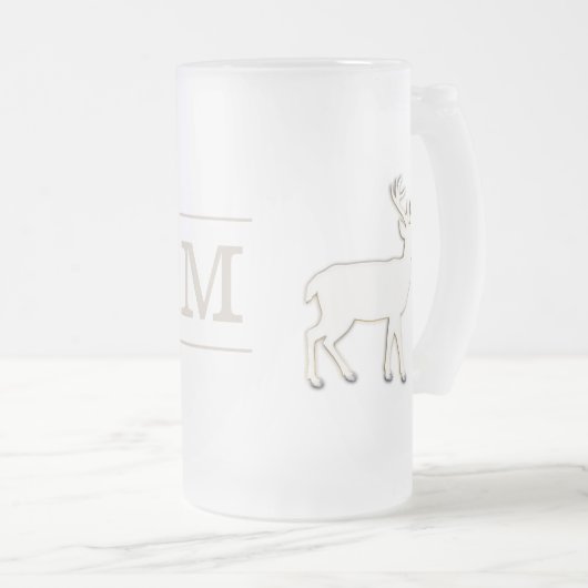 Deer met Monogram Glass Stein Matglas Bierpul (Voorkant rechts)