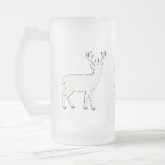 Deer met Monogram Glass Stein Matglas Bierpul (Links)