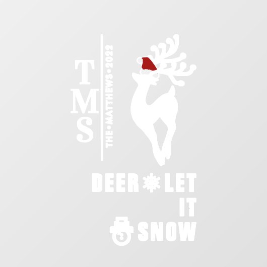 Deer met Monogram + SC-Pet | Kerstmis Raamsticker (Vel)