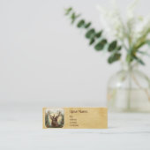 DEER MET PIJNCONS CROWN MONOGRAM PARCHCHMENT MINI VISITEKAARTJE (Staand voorkant)