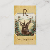 DEER MET PIJNCONS CROWN MONOGRAM PARCHCHMENT VISITEKAARTJE (Achterkant)