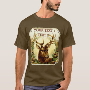 Deer met Pine Cones Rustic - Gepersonaliseerd T-shirt