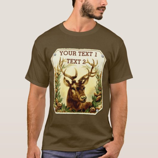 Deer met Pine Cones Rustic - Gepersonaliseerd T-shirt (Voorkant)