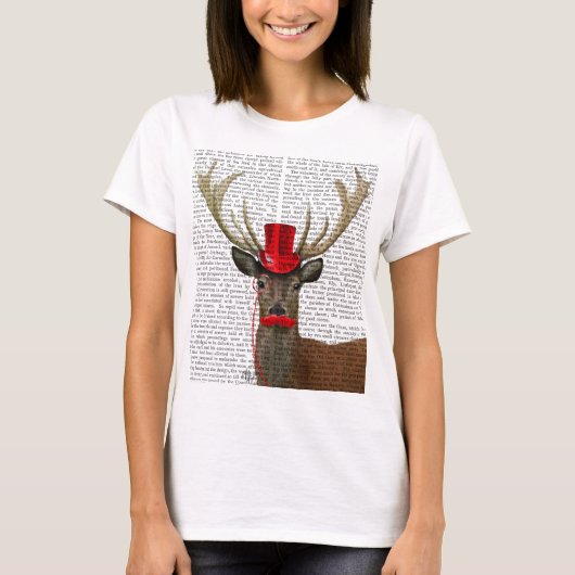 Deer met Red Top Hat en Mustache (Voorkant)