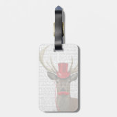 Deer met Red Top Hat en Mustache Bagagelabel (Achterkant verticaal)