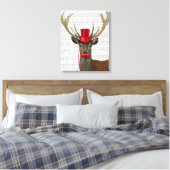 Deer met Red Top Hat en Mustache Canvas Afdruk (Insitu (Slaapkamer))