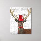 Deer met Red Top Hat en Mustache Canvas Afdruk (Voorkant)