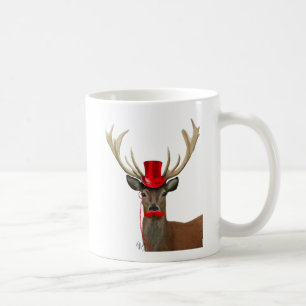 Deer met Red Top Hat en Mustache Koffiemok