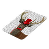 Deer met Red Top Hat en Mustache Magneet (Linkerzijde)