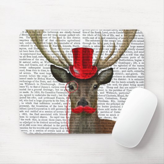 Deer met Red Top Hat en Mustache Muismat (Met muis)
