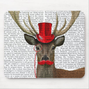 Deer met Red Top Hat en Mustache Muismat