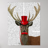 Deer met Red Top Hat en Mustache Poster (Voorkant)