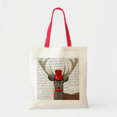 Deer met Red Top Hat en Mustache Tote Bag (Voorkant)