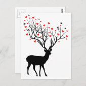 Deer met rode harten briefkaart (Voorkant / Achterkant)