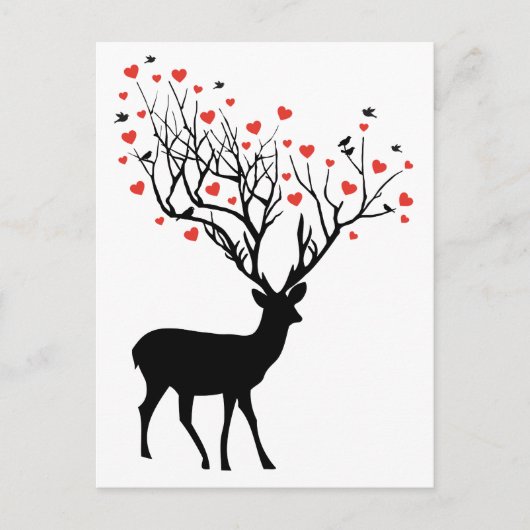 Deer met rode harten briefkaart (Voorkant)