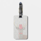 Deer met rood Pet en snor Bagagelabel (Achterkant verticaal)