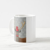 Deer met rood Pet en snor Koffiemok (Voorkant links)