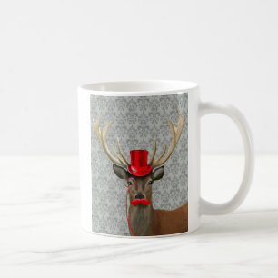 Deer met rood Pet en snor Koffiemok