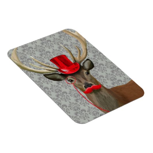 Deer met rood Pet en snor Magneet (Rechterzijde)