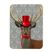 Deer met rood Pet en snor Magneet (Verticaal)