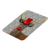 Deer met rood Pet en snor Magneet (Linkerzijde)