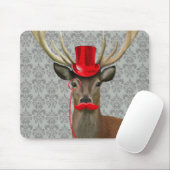 Deer met rood Pet en snor Muismat (Met muis)