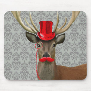 Deer met rood Pet en snor Muismat