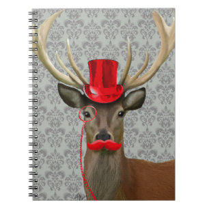 Deer met rood Pet en snor Notitieboek