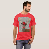 Deer met rood Pet en snor T-shirt (Voorkant volledig)