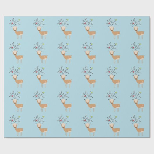 Deer met vogels cadeaupapier (Vlak)