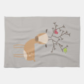 Deer met vogels theedoek (Horizontaal)