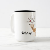 Deer met vogels tweekleurige koffiemok (Voorkant links)