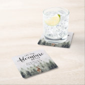 Deer Misty Pine Forest Adventure Baby shower Kartonnen Onderzetters (Insitu)