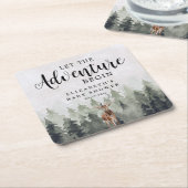 Deer Misty Pine Forest Adventure Baby shower Kartonnen Onderzetters (Schuin)