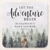 Deer Misty Pine Forest Adventure Baby shower Kartonnen Onderzetters (Voorkant)